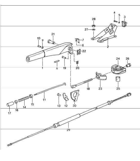 Diagram 701-05 Porsche Macan (95B) MK1 (2014-2018) Hand Lever System, Pedal Cluster 
