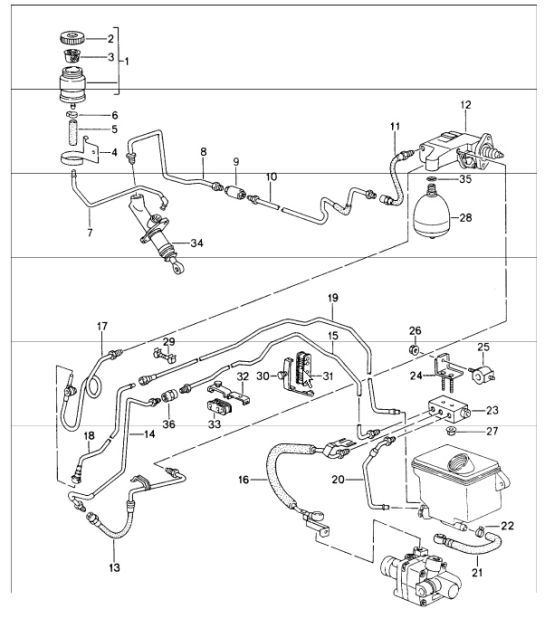 Diagram 702-09 Porsche Macan (95B) MK1 (2014-2018) Hand Lever System, Pedal Cluster 