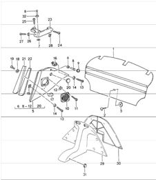 interior equipment rear 993 CABRIO 1994-98