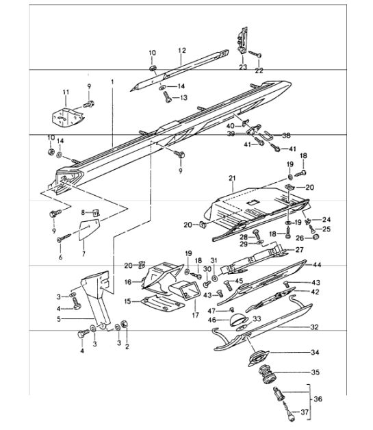 knee protection strip for cars with airbag passenger's side 993 1994-98