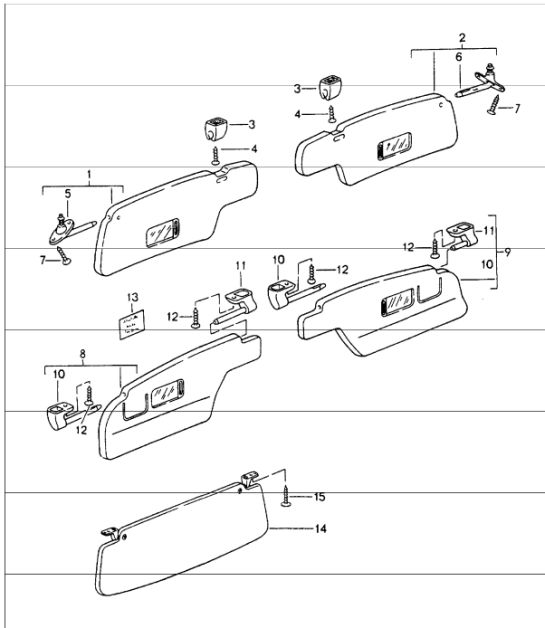 sun visors 993 1994-98