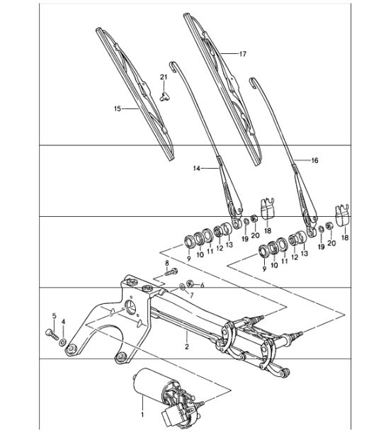 windscreen wiper system 993 1994-98