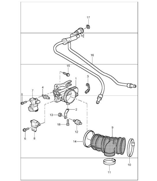 throttle body 996 CARRERA 2/4/4S M96.01/02/03/04  1998-05