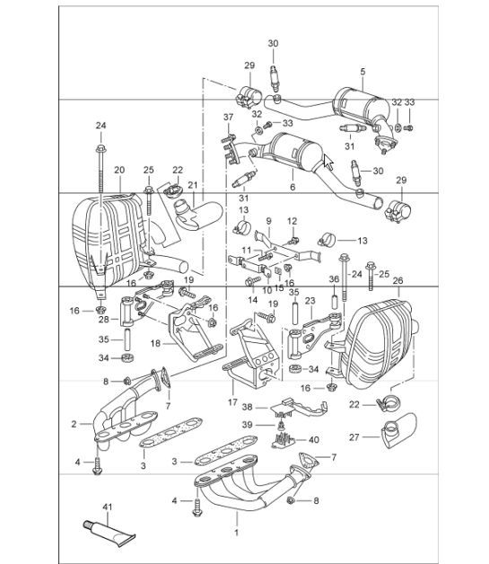 Diagram 202-00 Porsche Boxster T 718 2.0L Manual (300 CV) Sistema de combustible, sistema de escape