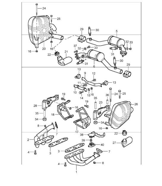 Diagram 202-01 Porsche 911 & 912 (1965-1989) Fuel System, Exhaust System