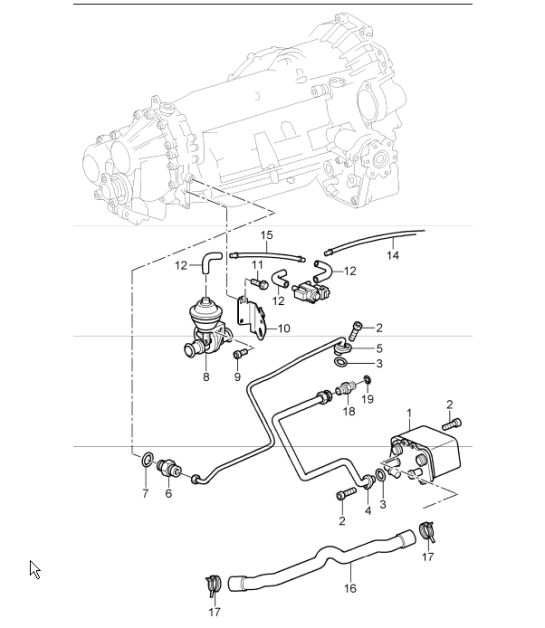 tiptronic atf cooler, atf lines 996 CARRERA 2/4 (M338/M339)  A96.10/35  2002 ONWARDS
