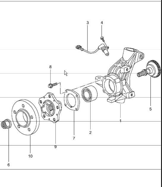 Diagram 401-05 Porsche 997 TURBO 2007>> Front Axle, Steering 