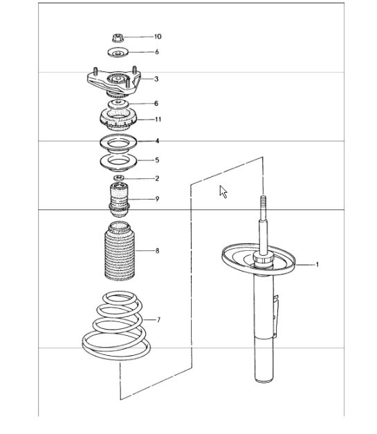 suspension shock, absorber strut 996 M338 (Rear-wheel drive) 1998-05