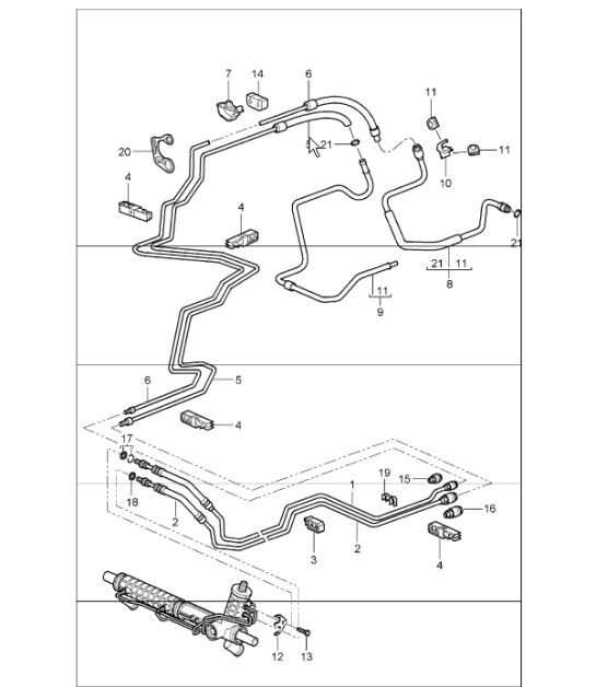 Diagram 403-02 Porsche Macan (95B) MK1 (2014-2018) Front Axle, Steering 