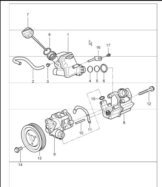 Diagram 403-03 Porsche Macan (95B) MK1 (2014-2018) Front Axle, Steering 