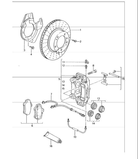 disc brake front axle 996 1998-05