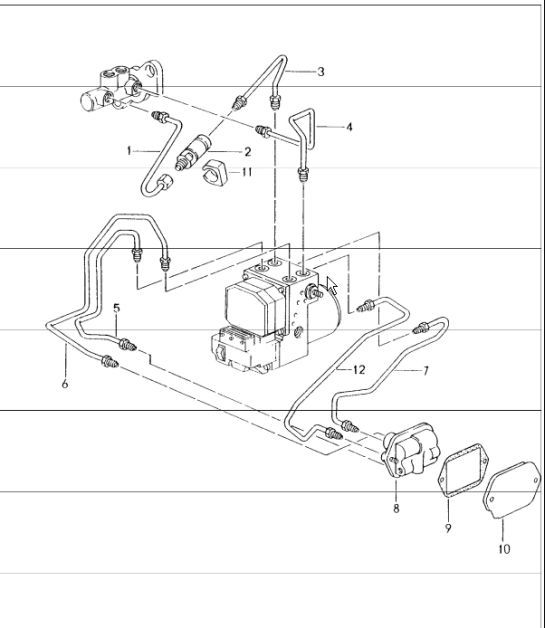 brake lines, body front section 996 M222/224 M338 UPTO 1999