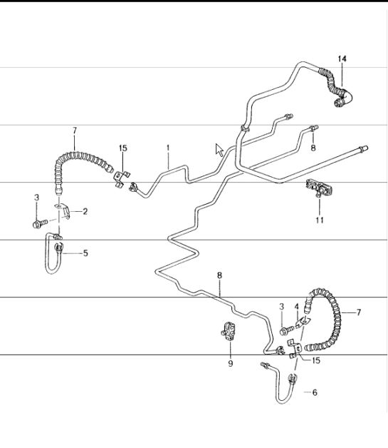 brake line, underbody, rear axle, vacuum line 996 1998-05