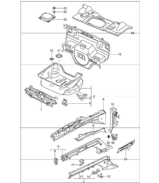 body front section single parts 996 1998-05