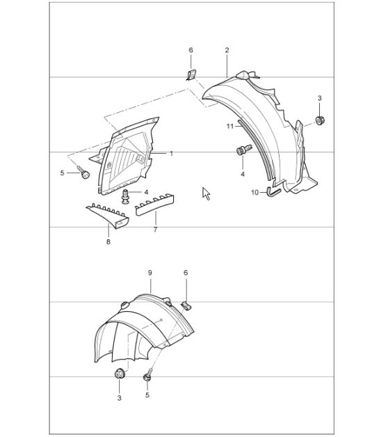 linings for wheel housing 996 2002 ONWARDS