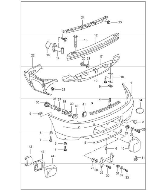 bumper rear 996 1998-05