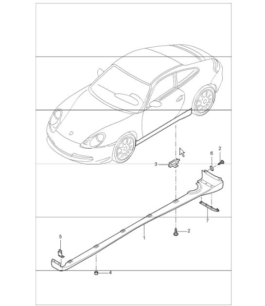 trim cover, door sill, single parts 996 CARRERA 4 1998-05