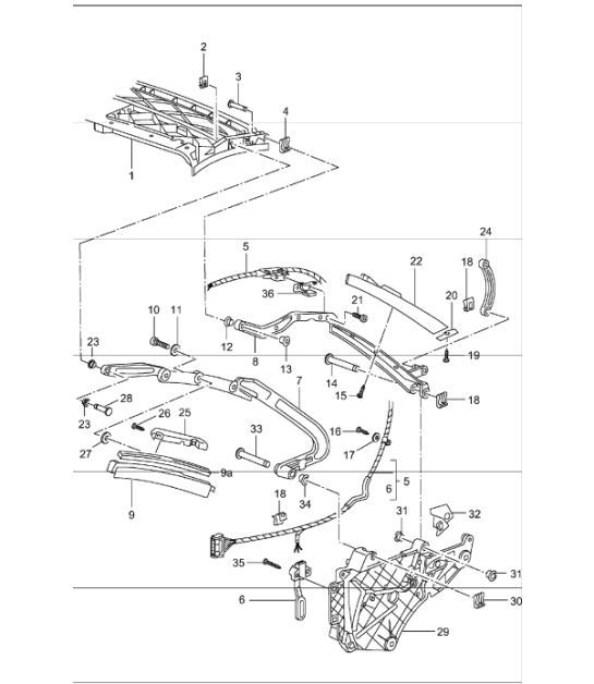 convertible top frame single parts 996 1998-05