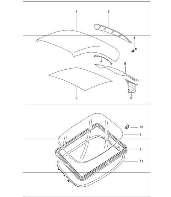 convertible top covering roofliner 996 1998-05