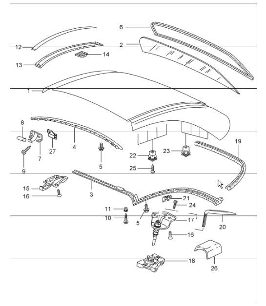hardtop accessories gaskets 996 M550 (Hard top) 1998-05