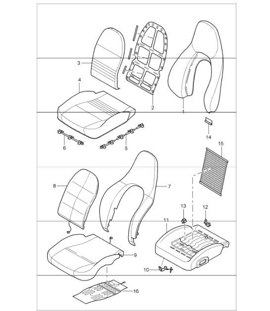 cover, foam part, standard seat, comfort seat for 96 CARRERA 1998-05