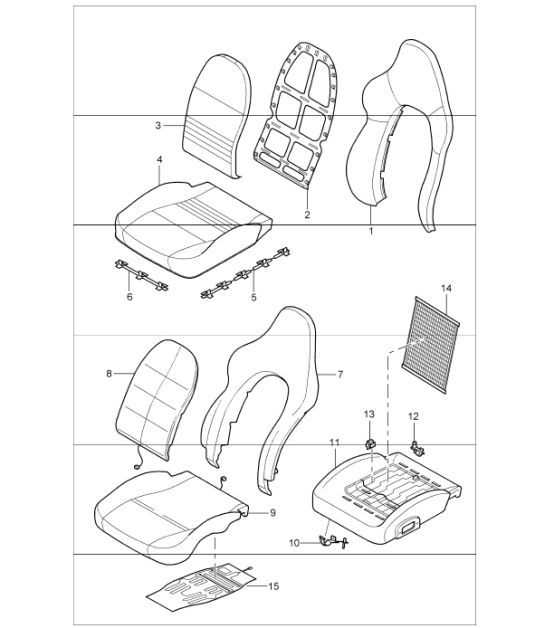 cover, foam part, sports seat 996 CARRERA 1998-05