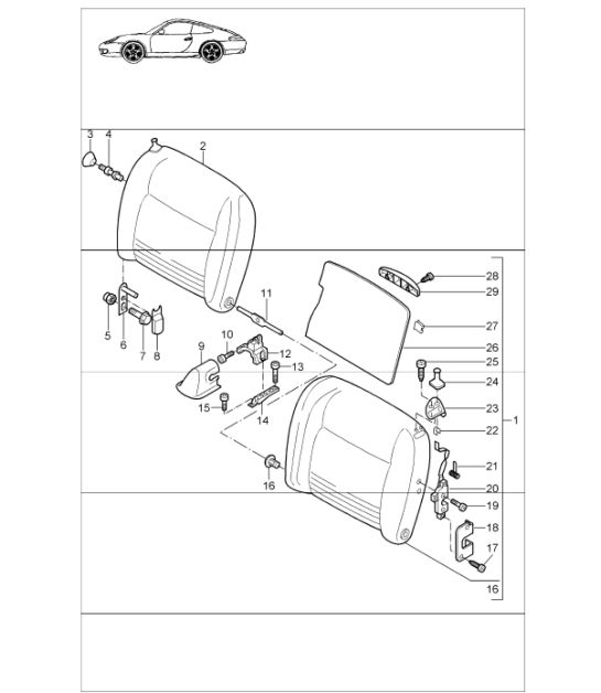 back seat backrest 996 CARRERA COUPE / TARGA 1998-05