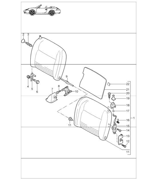 back seat backrest 996 CARRERA CABRIO 1998-05
