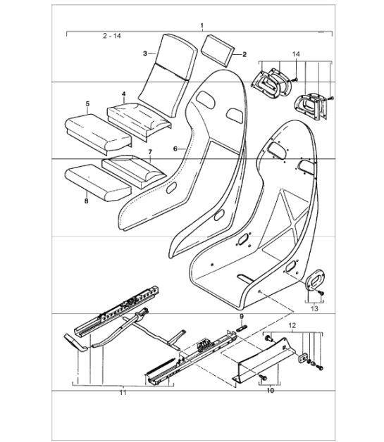 bucket seat with whole-leather cover 996 CARRERA 1998-05