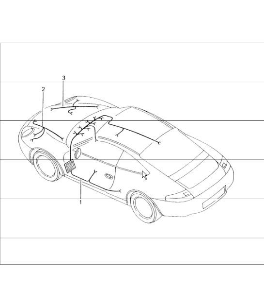 wiring harnesses: passenger compartment, glove compartment, FRONT luggage compartment, repair kit, anti-lock brake system, brake pad wear indicator, front axle for 996 1998-05