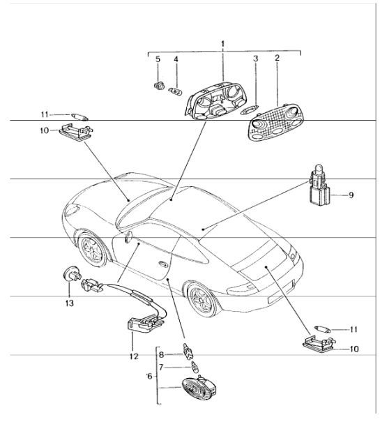 interior lights, luggage compartment lamp, engine compartment lamp