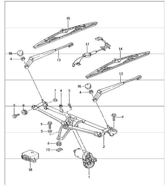 windscreen wiper system, rain sensor M265 for 996 1998-05