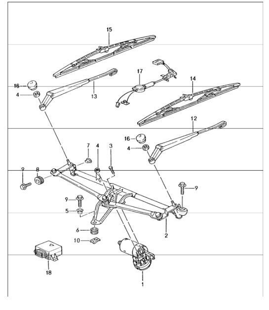 windscreen wiper system, rain sensor M265 for 996 1998-05