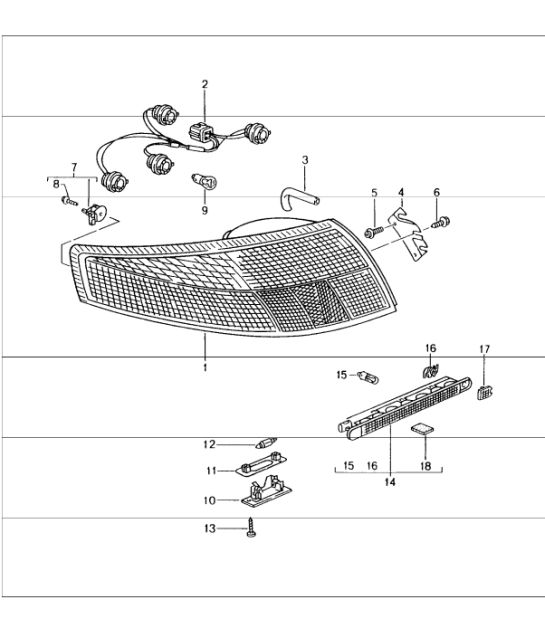 rear light, license plate light, additional brake light M602 for 996 1998-05