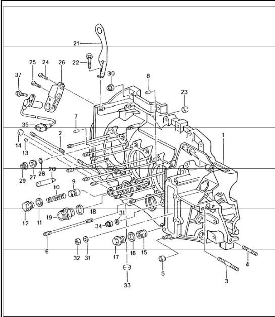 Diagram 101-05 Porsche Boxster 986 2.7L 1999-02 引擎