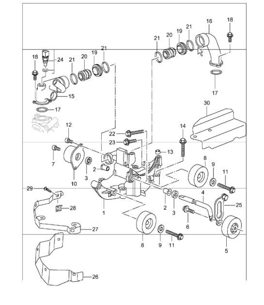 Diagram 101-15 Porsche Boxster 987 3.2/3.4L 2005-08/08 Motor
