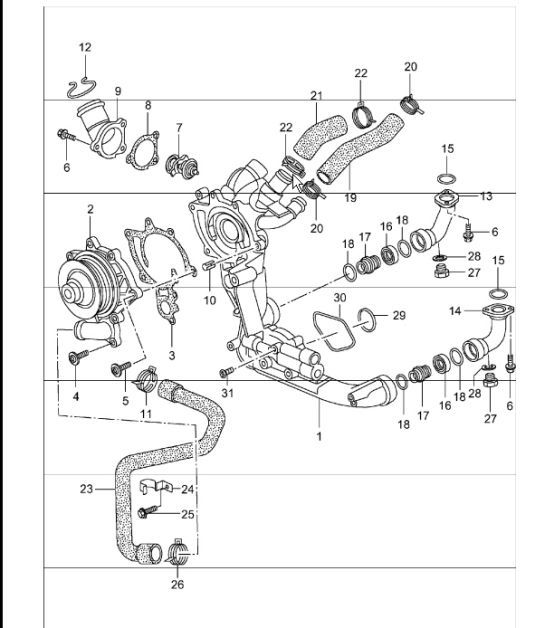 Diagram 105-00 Porsche Boxster 986/987/981 (1997-2016) Engine