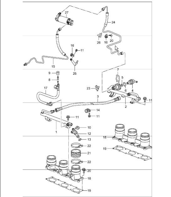 fuel collection pipe 996 TURBO 2001-05