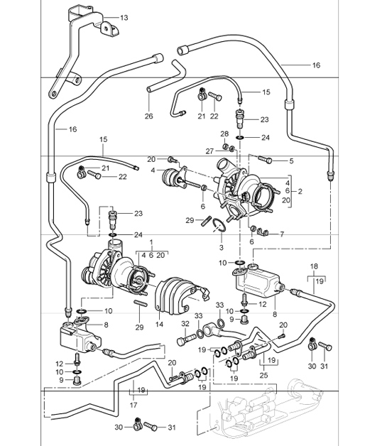 Diagram 202-05 Porsche Cayman GTS 718 2.5L PDK (365 ch) Système de carburant, système d'échappement