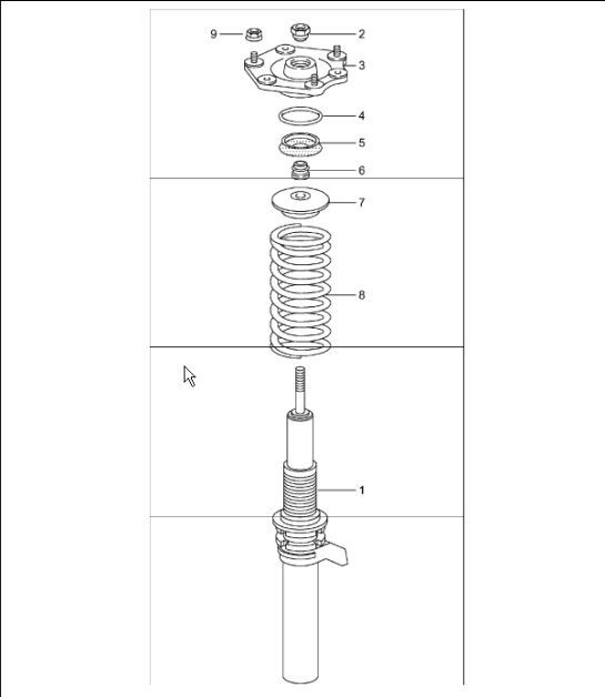 Diagram 402-01 Porsche Macan (95B) MK1 (2014-2018) Front Axle, Steering 