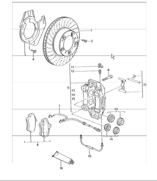 disc brake front axle 996 TURBO 2001-05