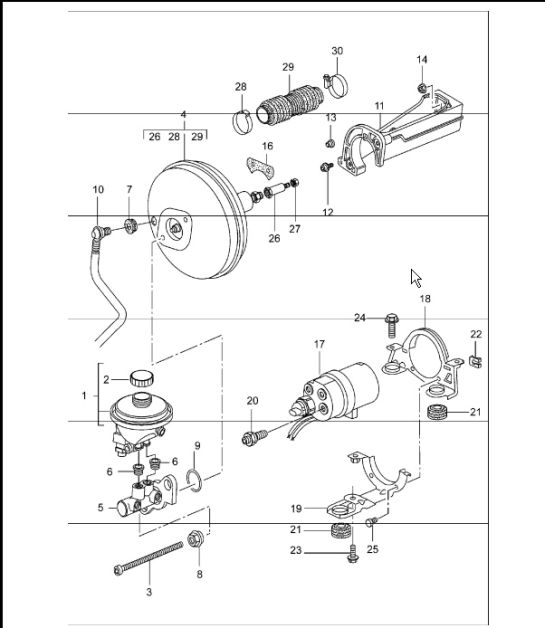 brake master cylinder, brake booster, pre-charge pump 996 TURBO 2001-05