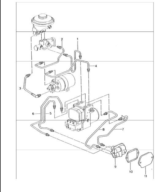 brake lines body front section 996 TURBO 2001-05