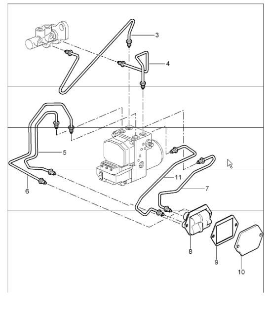 brake lines body front section 996 GT2 2001-05