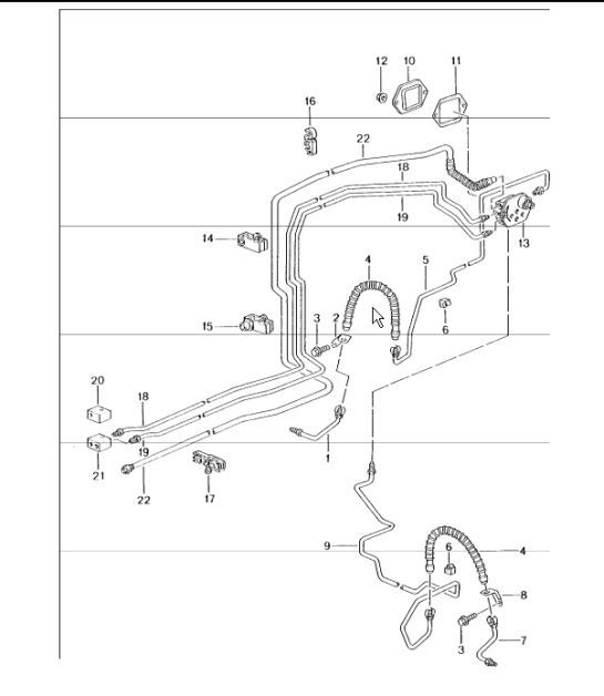 brake lines, front axle, underbody, vacuum line 996 TURBO 2001-05