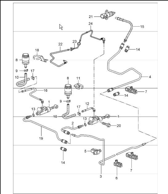 clutch actuation, clutch master cylinder, clutch pipeline 996 TURBO 2001-05