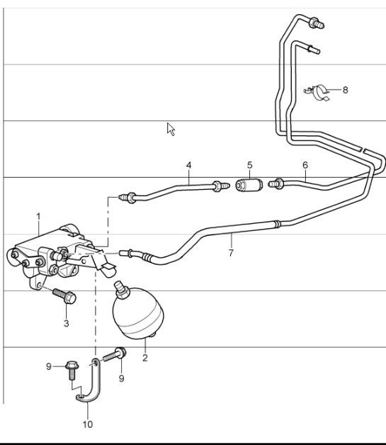 clutch actuation, clutch pipeline, pressure accumulator, clutch operating cylinder 996 TURBO 2001-05