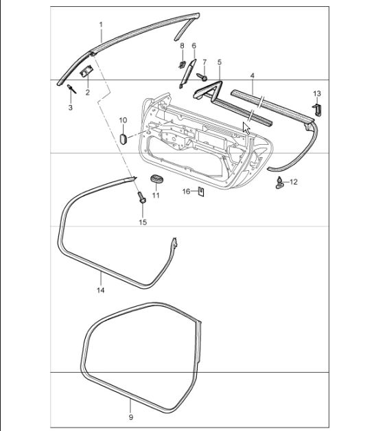 door seal gasket windscreen frame 996 TURBO 2001-05