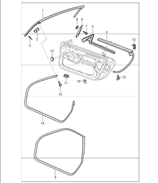 door seal gasket windscreen frame 996 TURBO 2001-05