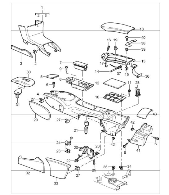 centre console centre 996 TURBO 2001-05
